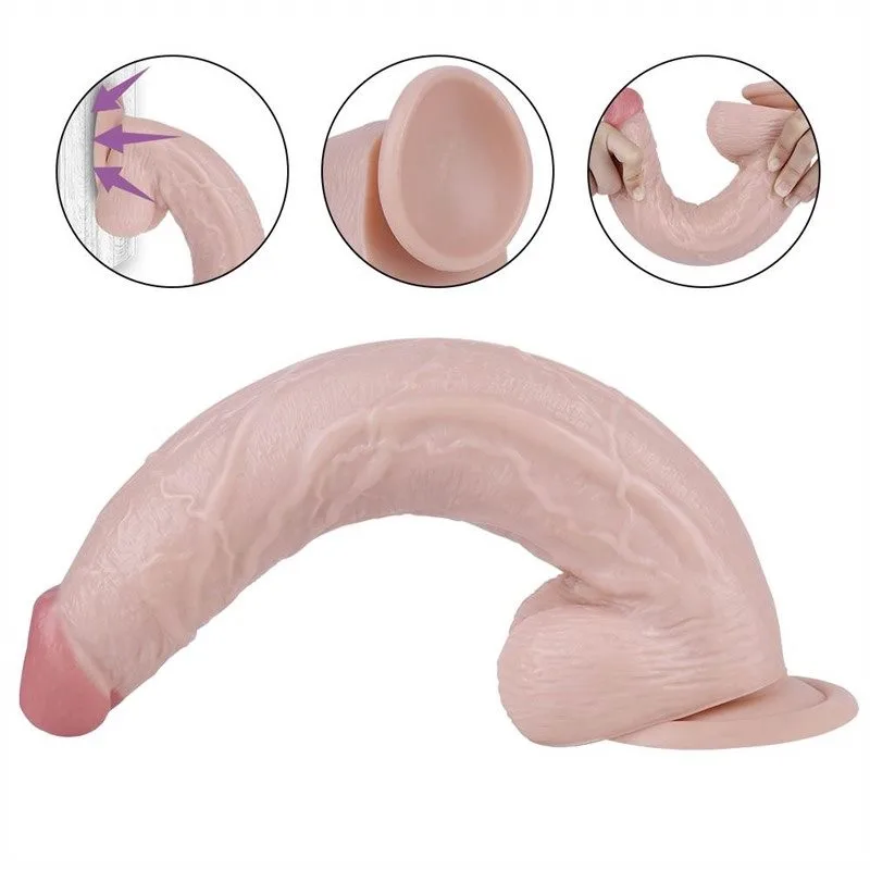 82d8c2f7c544b735 13 IN Thick Realistic PVC Dildo with Tapered Tip - Image 4