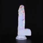 7.5 IN Suction Cup Clear Silicone Confetti Dildo - Image 3