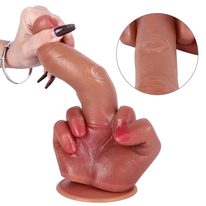 834a0d56143f34d1 9 IN Realistic Silicone Finger Dildo Anal Plug - Image 6