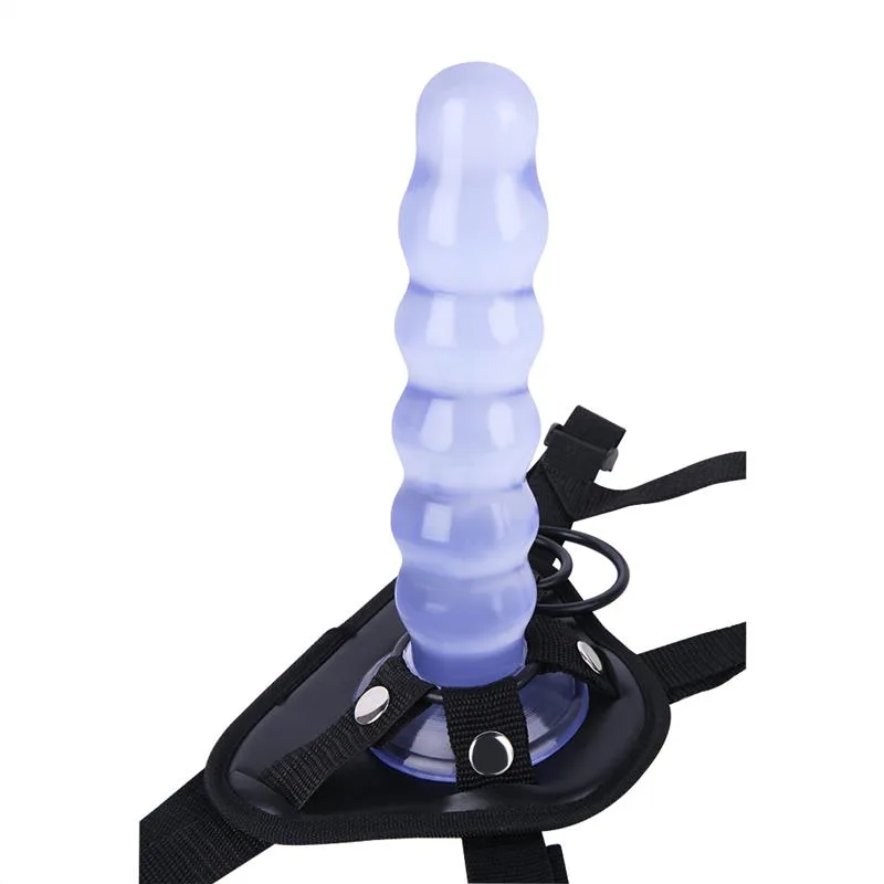 90e37c394495ff5a 9 IN Beaded PVC Dildo Strap On Harness Set - Image 3