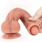 8.5 IN Uncircumcised Penis Dildo with Movable Foreskin - Image 7