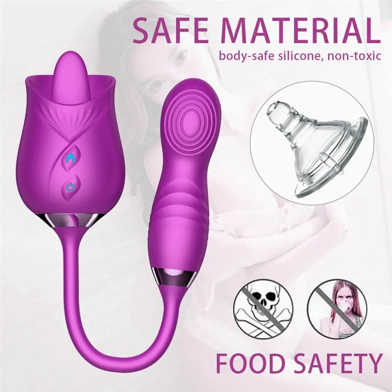 Dual Ended Rose Tongue Licking Flapping Vibrator 1 Dual Ended Rose Tongue Licking Flapping Vibrator 1
