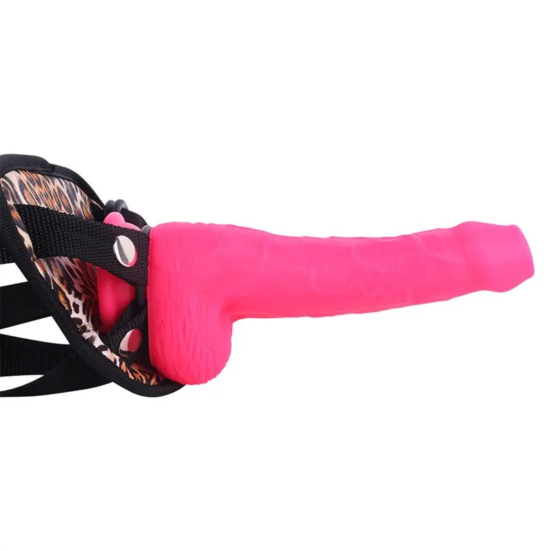 b97a09e50884e58f 8 IN Pink Uncircumcised Silicone Dildo Strap On Harness Set - Image 4