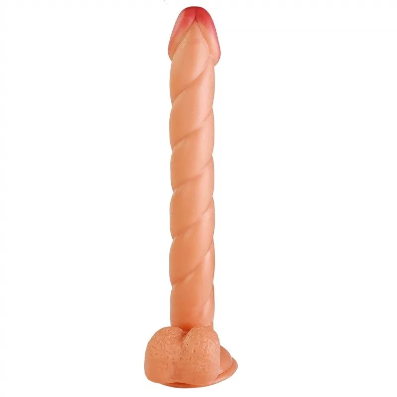 ba2996c3d75988b3 12 IN Natural Fat Long Spiral PVC Dildo - Image 4