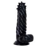8 IN Black Spiked Head PVC Dildo Strap On Set - Image 5
