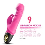 Pink 9 Frequencies Thrusting Rotating Rabbit Vibrator - Image 3