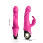 Pink 9 Frequencies Thrusting Rotating Rabbit Vibrator - Image 4