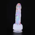7.5 IN Suction Cup Clear Silicone Confetti Dildo - Image 4