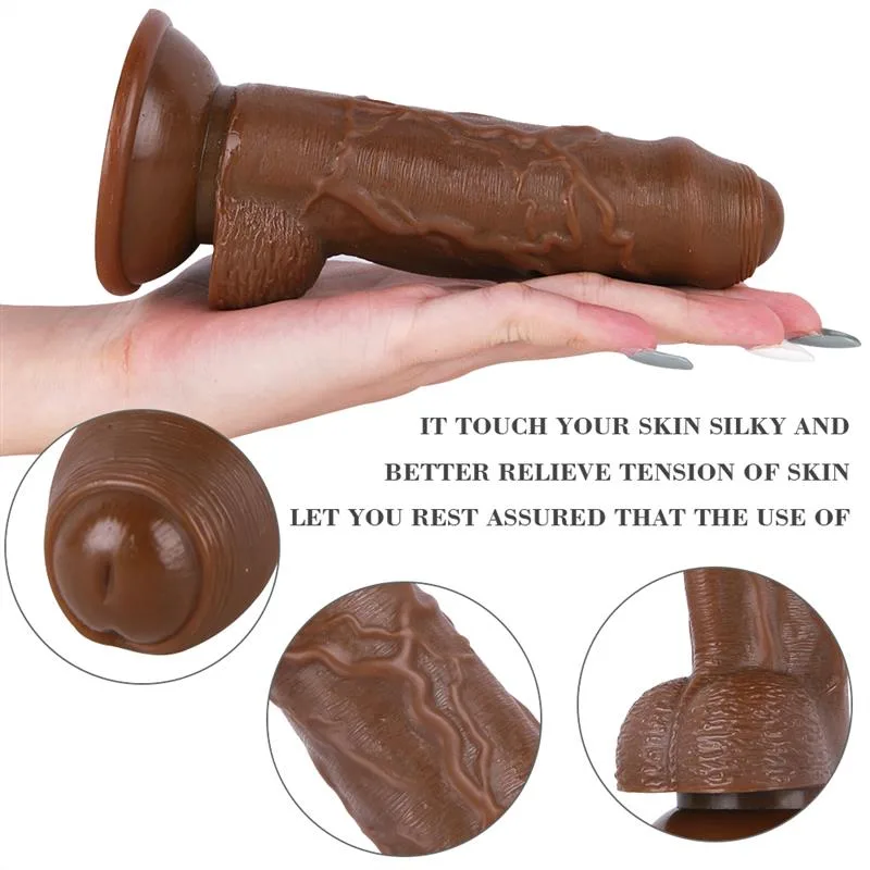6 IN Short Brown Silicone Dildo with Strap On Harness 5 6 IN Short Brown Silicone Dildo with Strap On Harness 5