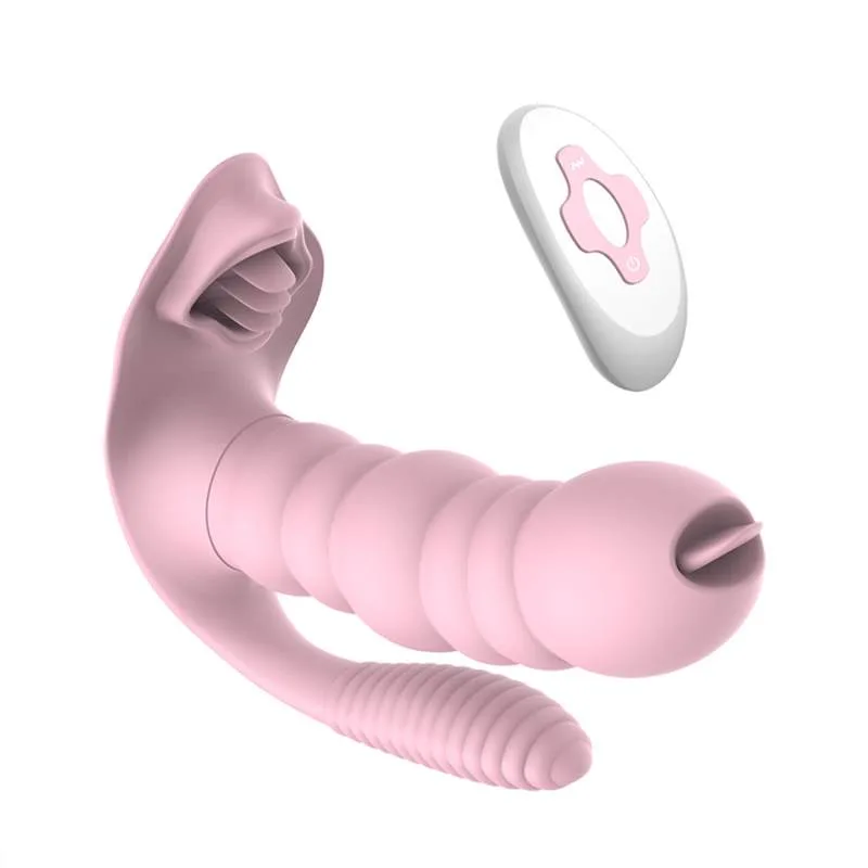 d1b5602d66d27a24 Wearable Triple Vibrator Clit Stimulator Tongue Licking G Spot Massager