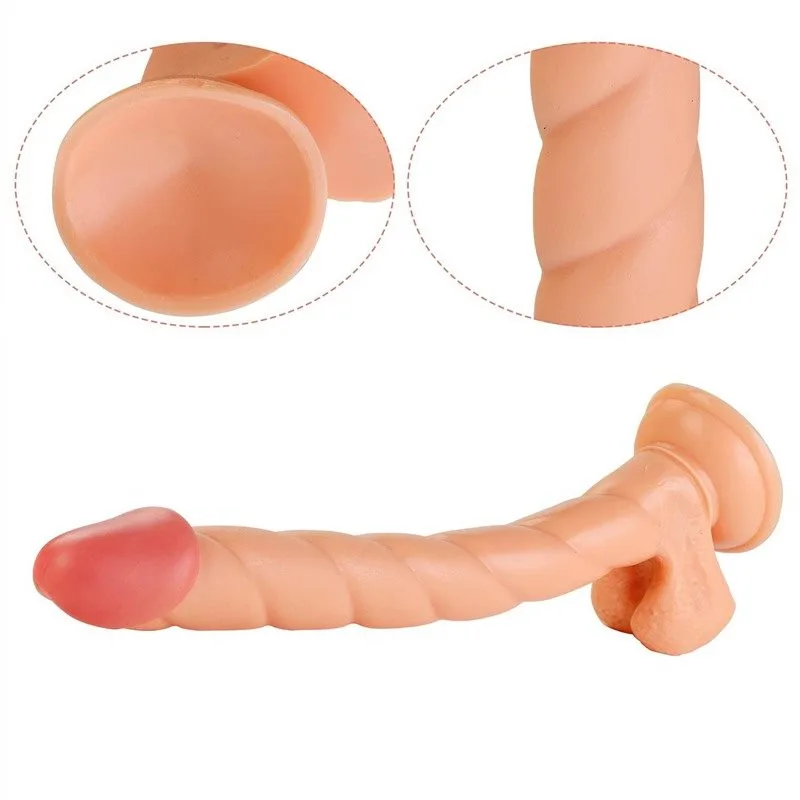 dc768ef0c233b674 12 IN Natural Fat Long Spiral PVC Dildo - Image 8