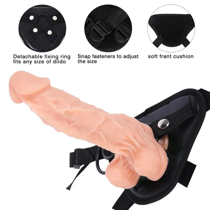 8 IN Soft Silicone Dildo Strap On Harness Set 4 8 IN Soft Silicone Dildo Strap On Harness Set 4