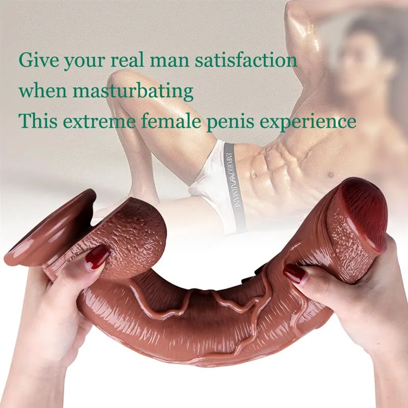 12.5 IN Large Girth Brown Textured PVC Dildo 4 12.5 IN Large Girth Brown Textured PVC Dildo 4