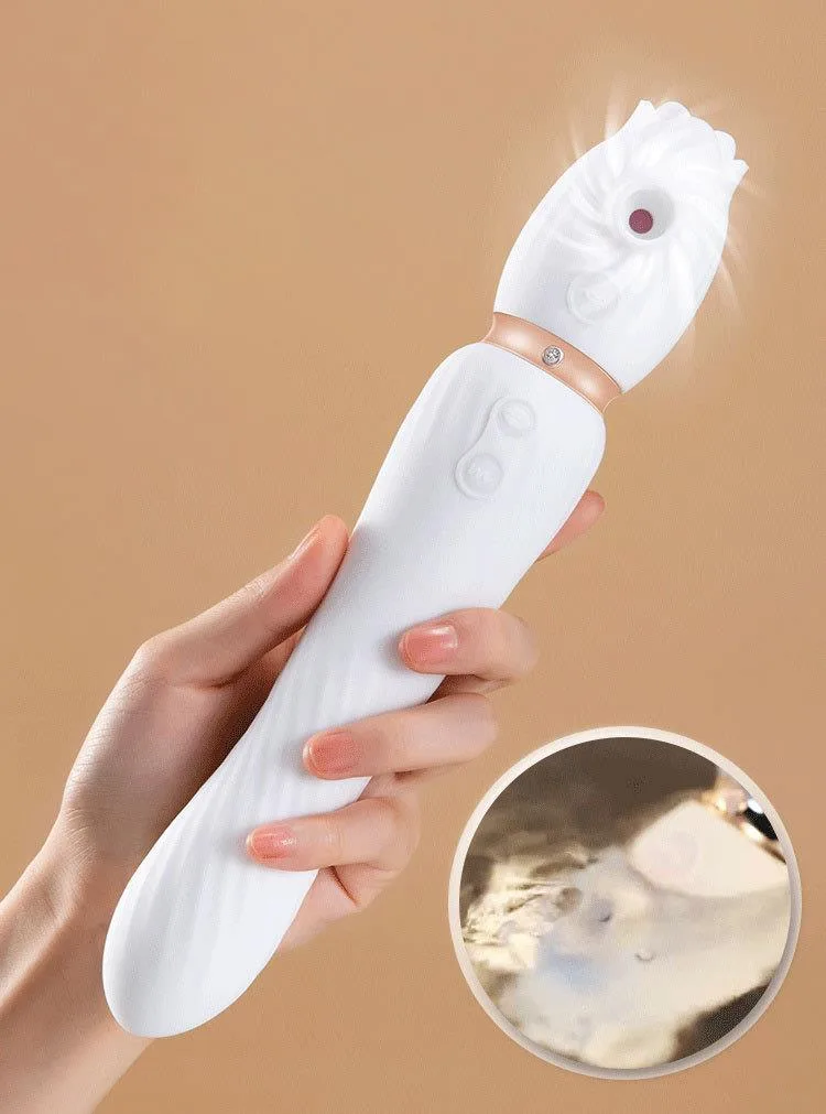 White Warming Tongue Licking Sucking and Swing Vibrator 1 White Warming Tongue Licking Sucking and Swing Vibrator 1