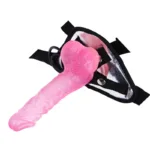 8 IN Thin Pink PVC Dildo Strap On Harness Set - Image 2