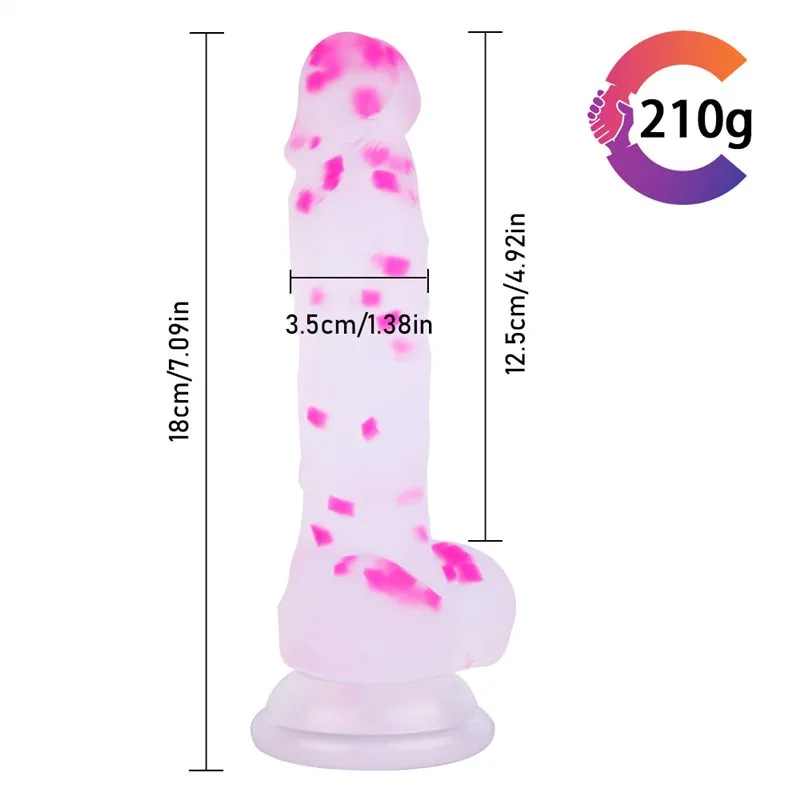 7 IN Short Thin Realistic Silicone Confetti Dildo 1 7 IN Short Thin Realistic Silicone Confetti Dildo 1