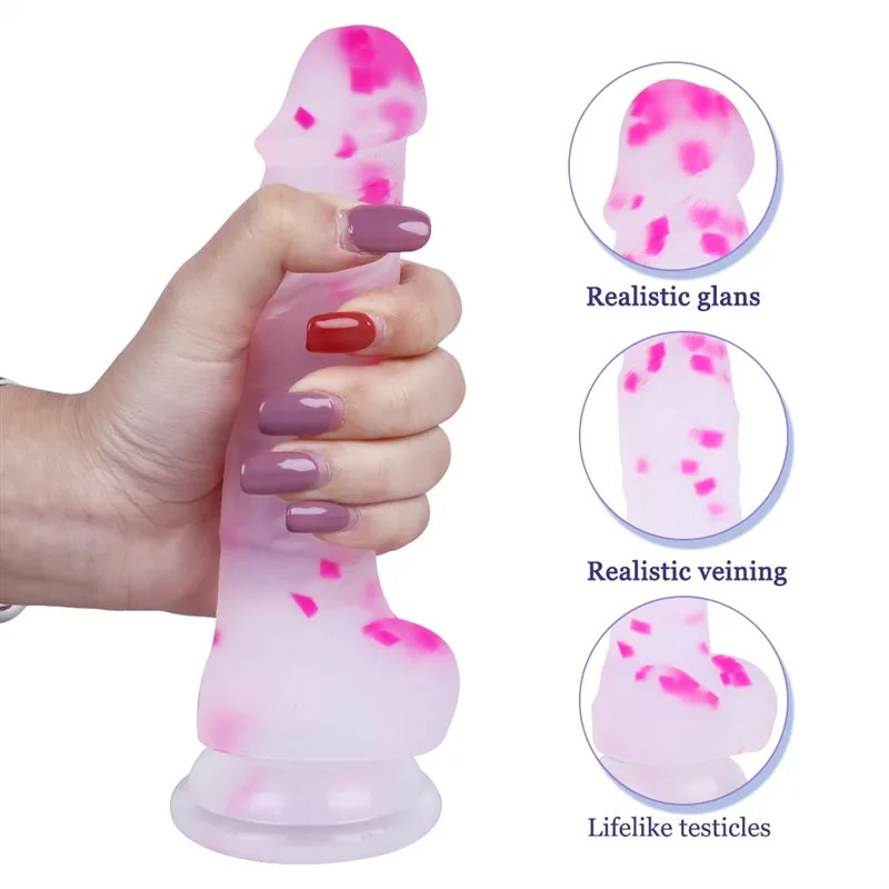 fbce8bd053c2cb24 7 IN Short Thin Realistic Silicone Confetti Dildo - Image 5
