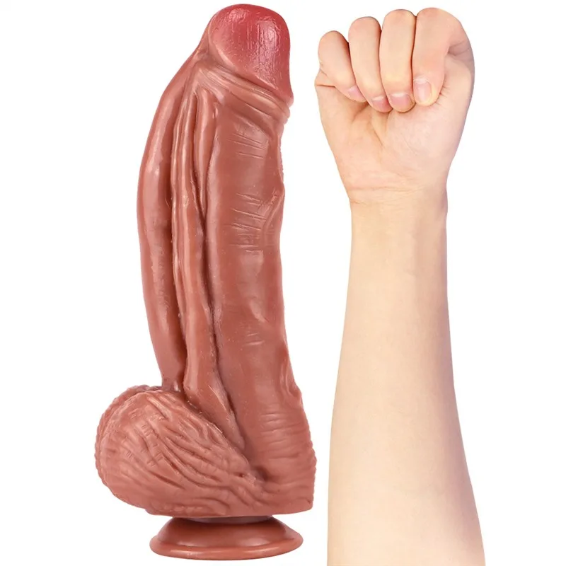 10 IN Thick PVC Dildo Skin Tone/Brown 3 10 IN Thick PVC Dildo Skin Tone/Brown 3