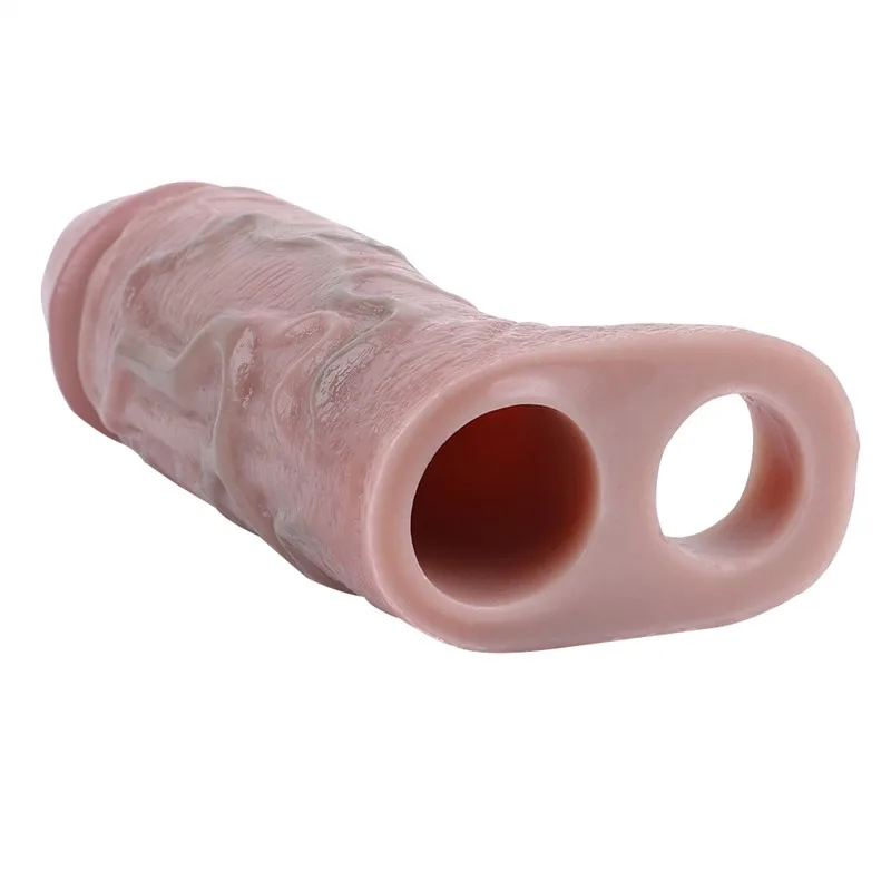 S8113白底 (7) 6.2 IN Realistic Silicone Penis Extender Soft Cock Sheath - Image 6