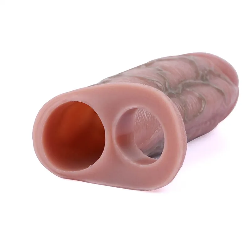 S8117白底 (8) 6 IN Open Tip Textured Cock Sleeve Soft Penis Extension - Image 6