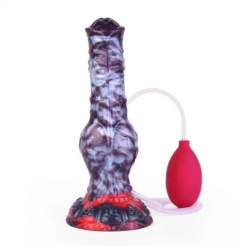 白1 8.5 IN Ejaculating Horse Knot Dildo Silicone Equine Sex Toy - Image 3