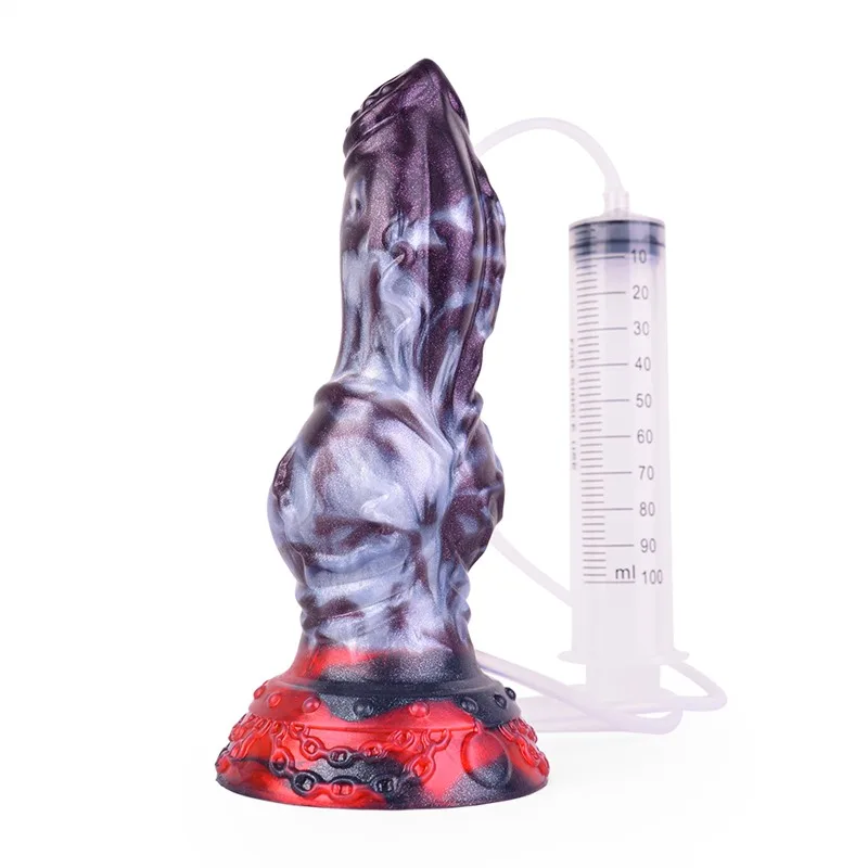 白2 7.9 IN Ejaculating Dog Dildo Large Knot Squirting Sex Toy - Image 2