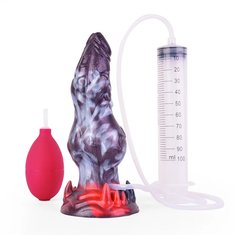 白3 7.3 IN Small Cumming Dog Dildo Ejaculating Knot Canine Sex Toy - Image 1