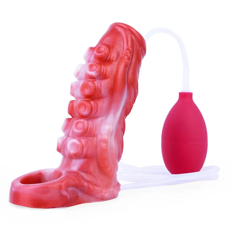 白7 4.9 / 5.5 IN Ejaculating Tentacle Penis Extension Silicone Cock Sleeve - Image 2