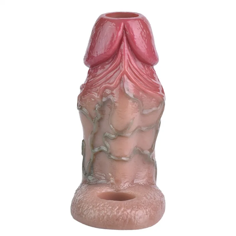 肤色 (8) 4.5 IN Realistic Penis Sleeve Soft Thick Cock Sheath - Image 3