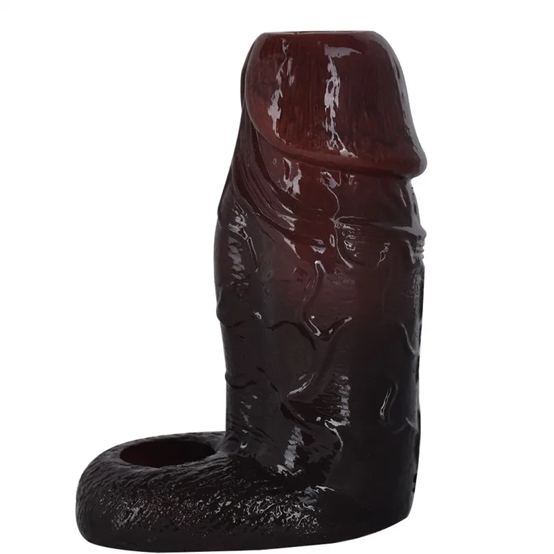 黑魁 (11) 4.5 IN Realistic Penis Sleeve Soft Thick Cock Sheath - Image 6