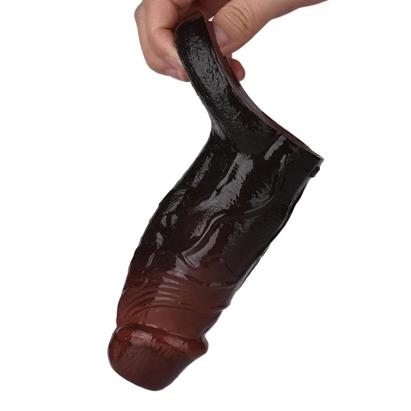 黑魁 (16) 4.9 IN Real Feel Penis Extension Soft Silicone Men Cock Sheath - Image 6