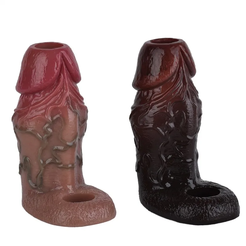 黑魁 (4) 4.5 IN Realistic Penis Sleeve Soft Thick Cock Sheath - Image 5