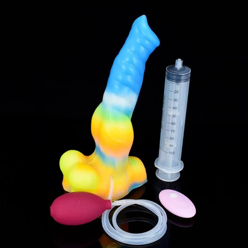 10 Inch Ejaculating Vibrating Dog Dildo With Balls Luminous Squirting Animal Penis (2) 10 Inch Ejaculating Vibrating Dog Dildo With Balls Luminous Squirting Animal Penis - Image 2