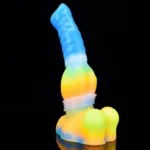 10 Inch Ejaculating Vibrating Dog Dildo With Balls Luminous Squirting Animal Penis - Image 3
