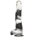 14 Inch Long 2.2 Inch Thickness Black-and-White PVC Realistic Dildo - Image 3