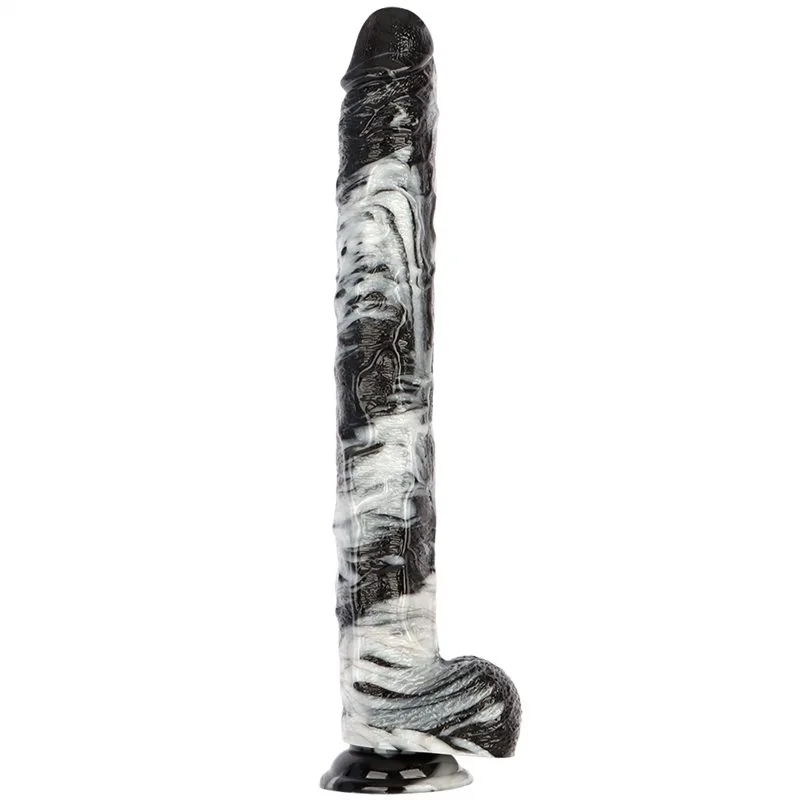 17 Inch Extra Long 2 Inch Wide Black-and-White PVC Realistic Dildo (1) 17 Inch Extra Long 2 Inch Wide Black-and-White PVC Realistic Dildo - Image 1