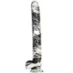 17 Inch Extra Long 2 Inch Wide Black-and-White PVC Realistic Dildo - Image 3