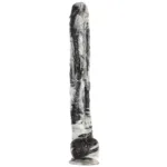 17 Inch Extra Long 2 Inch Wide Black-and-White PVC Realistic Dildo - Image 4