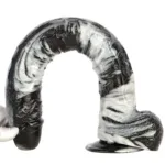 17 Inch Extra Long 2 Inch Wide Black-and-White PVC Realistic Dildo - Image 8