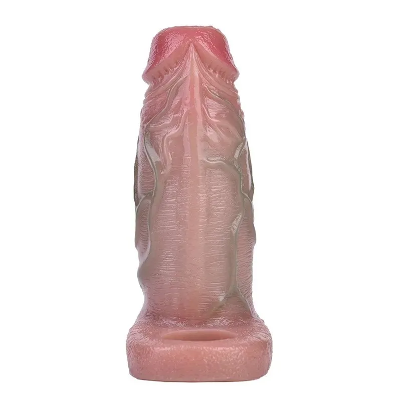 5.3 Inch Thick Cock Extender Realistic Textured Penis Sheath (3) 5.3 Inch Cock Extender Fat Textured Realistic Penis Sheath - Image 3