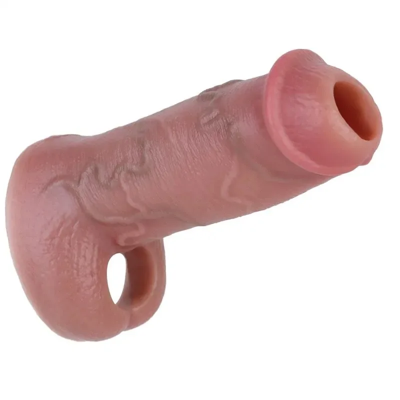 5.7 Inch Open Headed Ultra Realistic Silicone Penis Extender Sleeve (8) 5.7 Inch Open Head Ultra Realistic Silicone Penis Extender Sleeve - Image 5