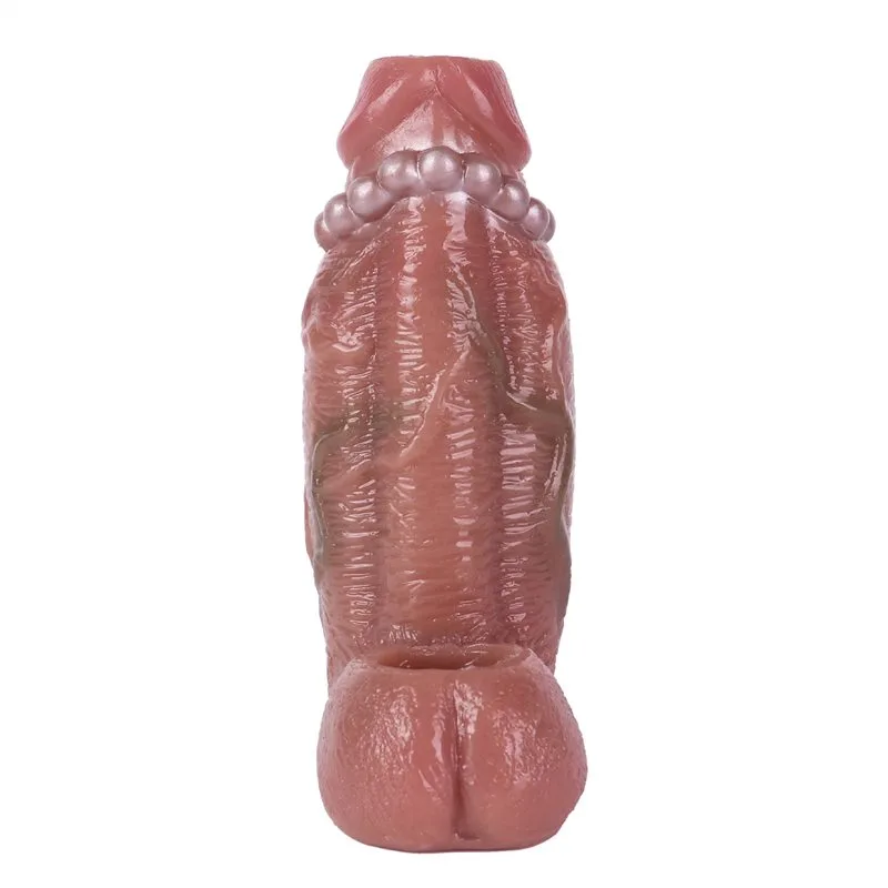 6.1 Inch Big Open Ended Realistic Sleeve Soft Silicone Cock Extender (13) 6.1 Inch Realistic Penis Sleeve Comfortable Silicone Cock Extender - Image 4