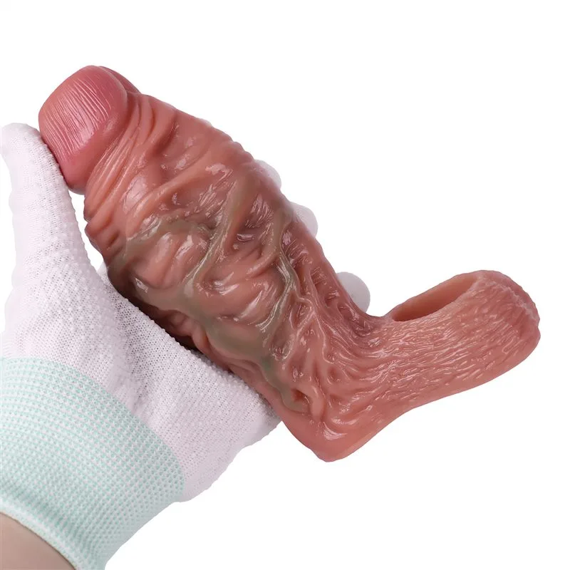 6.1 Inch Open Head Thick Penis Extender Real Silicone Cock Sleeve (17) 6.1 Inch Open Head Thick Penis Extender Realistic Feel Cock Sleeve - Image 5
