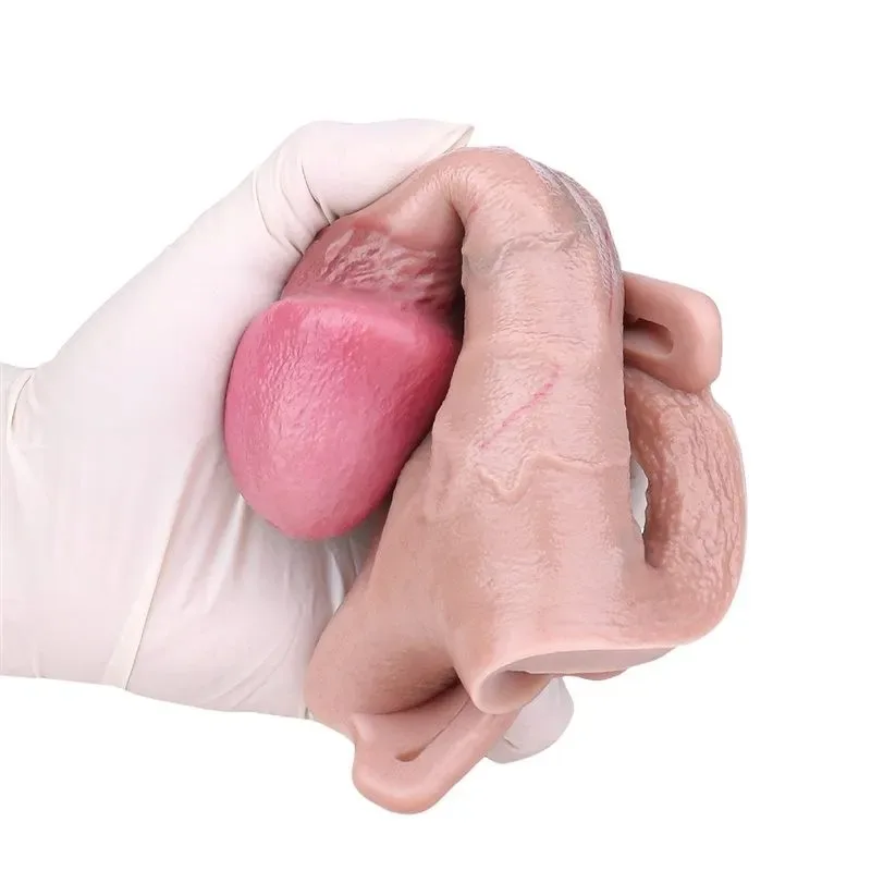 6.3 Inch Wearable Fat Realistic Penis Sheath Silicone Cock Sleeve (8) 6.3 Inch Strap On Fat Realistic Penis Sheath Silicone Cock Sleeve - Image 7