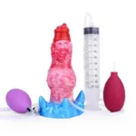 7 Inch Short Inflatable and Ejaculating Knotted Dog Dildo Silicone Animal Penis