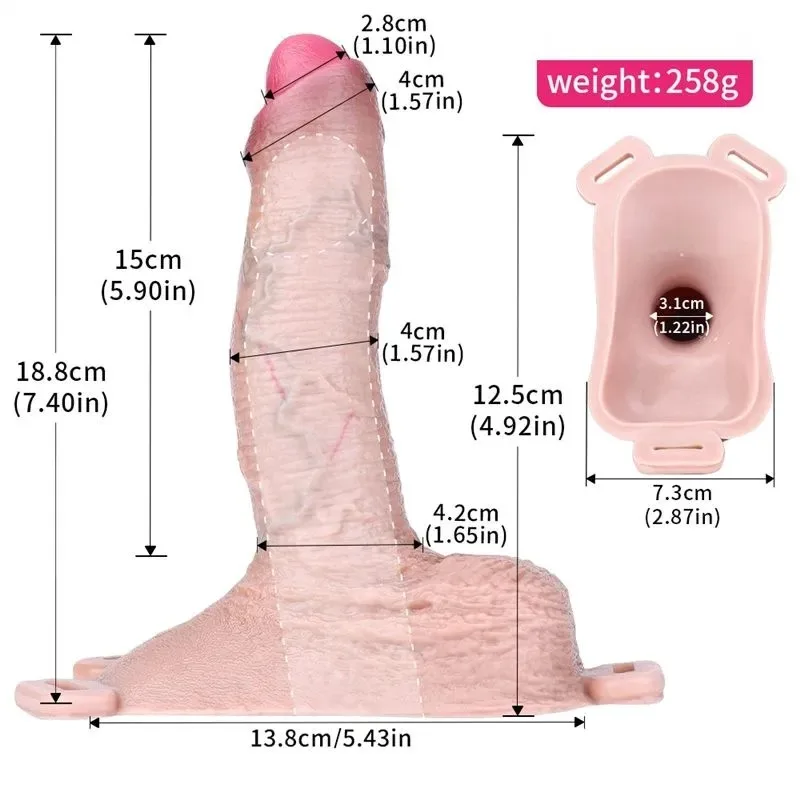7.4 Inch Wearable Realistic Cock Sleeve Silicone Penis Enlargement (4) 7.4 Inch Strap On Realistic Cock Sleeve Silicone Penis Enlargement - Image 3