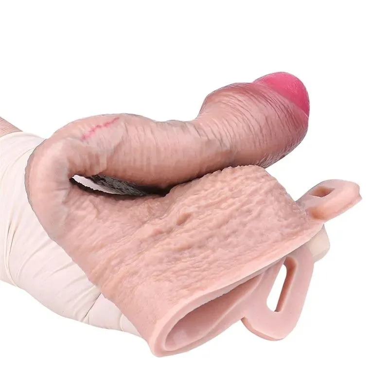7.4 Inch Wearable Realistic Cock Sleeve Silicone Penis Enlargement (9) 7.4 Inch Strap On Realistic Cock Sleeve Silicone Penis Enlargement - Image 7