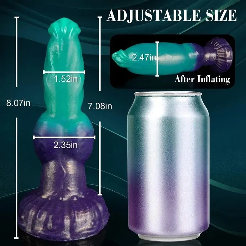 8 Inch Fantasy Inflatable Dog Knot Dildo Soft Silicone Animal Penis (8) 8 Inch Fantasy Inflatable Dog Knot Dildo Soft Silicone Anal Plug - Image 2