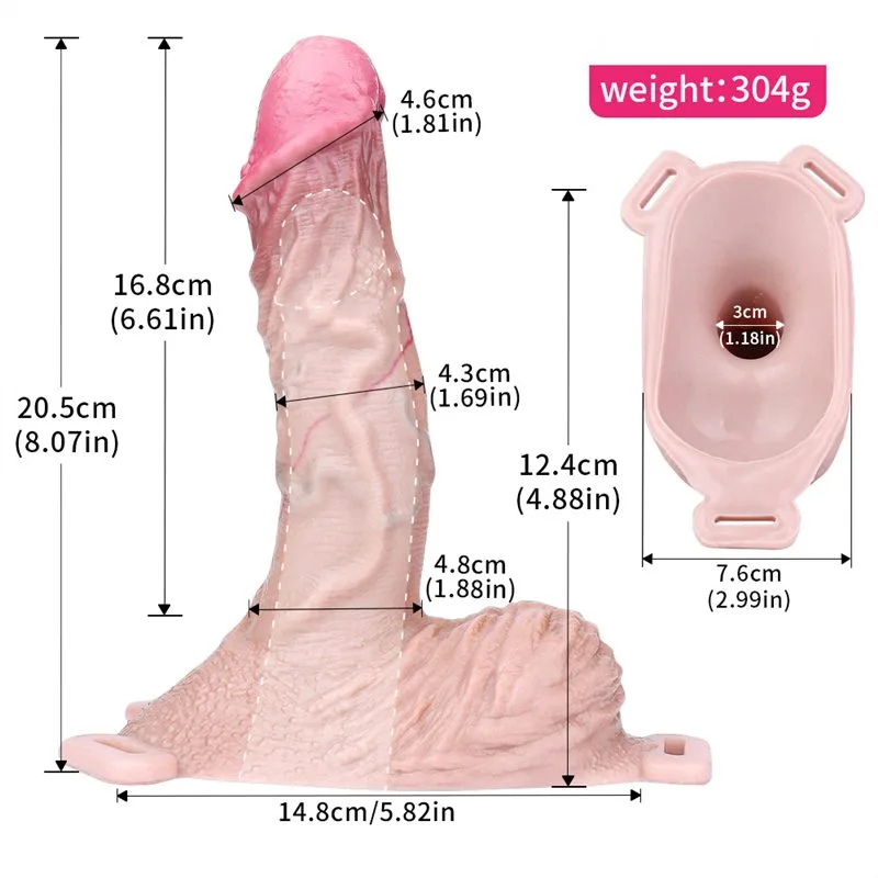 8 Inch Life Like Strap On Penis Cover Soft Silicone Cock Sheath (10) 8 Inch Life Like Strap On Penis Enhancer Soft Silicone Cock Sleeve - Image 3