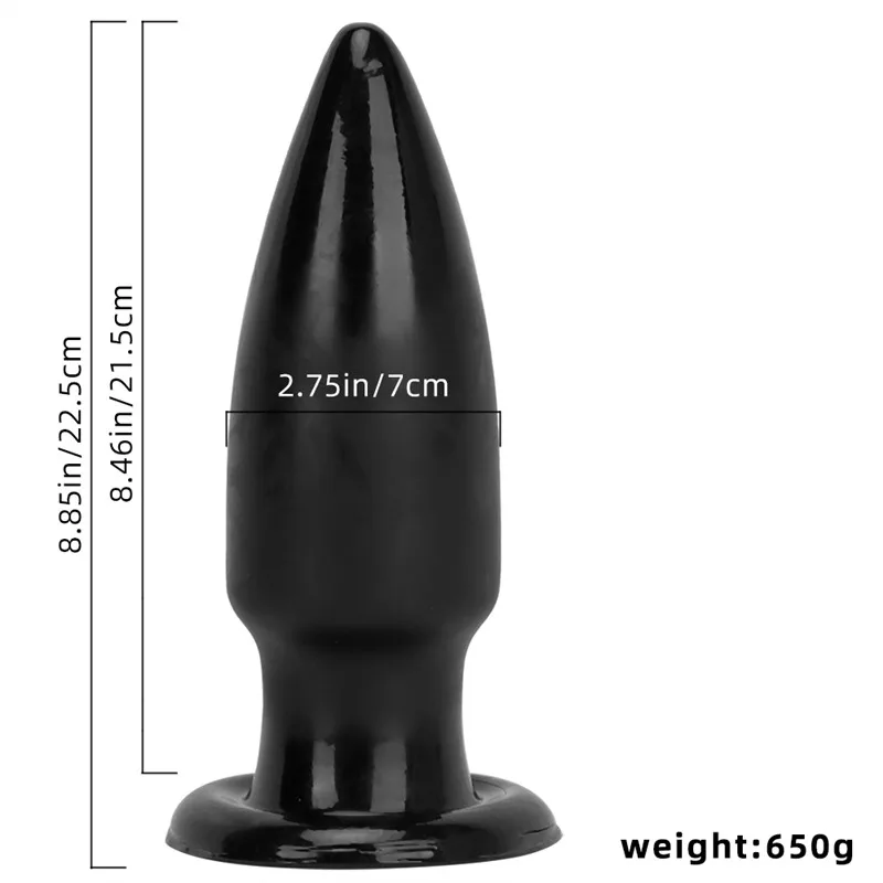 8.5 Inch Black Tapered Thick Smooth Butt Plug (2) 8.5 Inch Black Tapered Thickness Smooth Butt Plug - Image 2